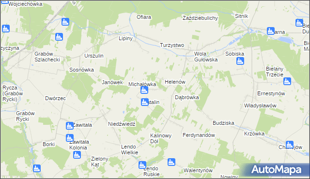 mapa Żurawiec gmina Adamów, Żurawiec gmina Adamów na mapie Targeo