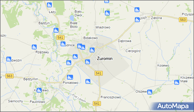 mapa Żuromin, Żuromin na mapie Targeo