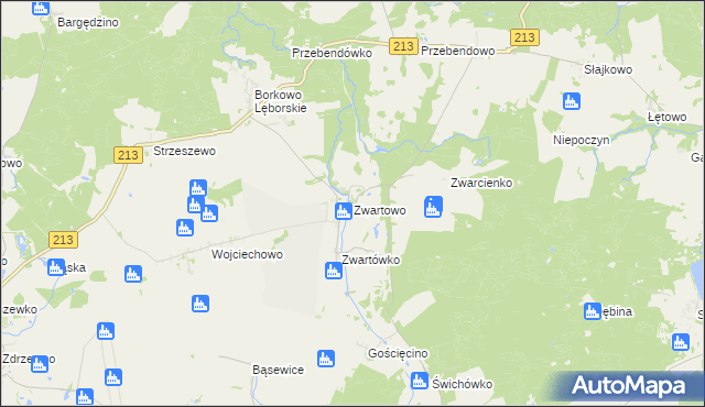 mapa Zwartowo gmina Choczewo, Zwartowo gmina Choczewo na mapie Targeo