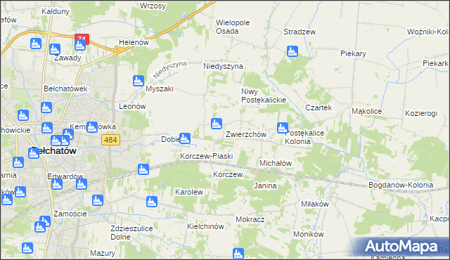 mapa Zwierzchów, Zwierzchów na mapie Targeo