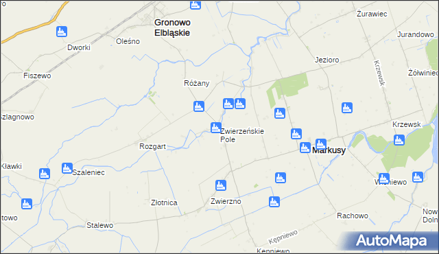 mapa Zwierzeńskie Pole, Zwierzeńskie Pole na mapie Targeo