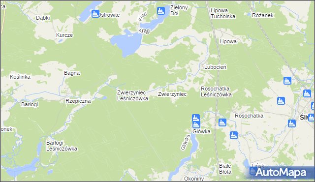 mapa Zwierzyniec gmina Śliwice, Zwierzyniec gmina Śliwice na mapie Targeo