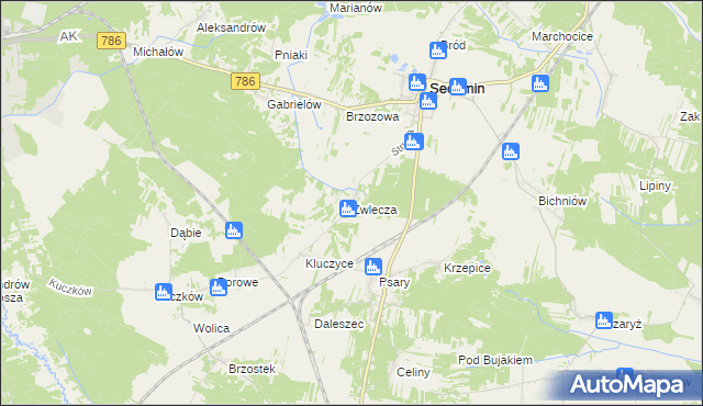 mapa Zwlecza, Zwlecza na mapie Targeo