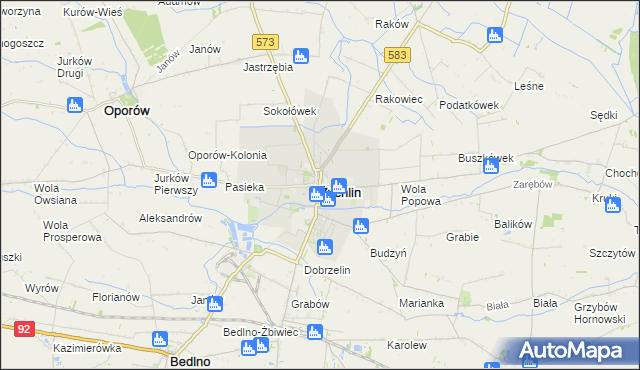 mapa Żychlin powiat kutnowski, Żychlin powiat kutnowski na mapie Targeo