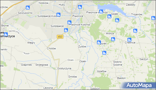 mapa Żydów gmina Godziesze Wielkie, Żydów gmina Godziesze Wielkie na mapie Targeo