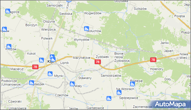 mapa Żydówek, Żydówek na mapie Targeo