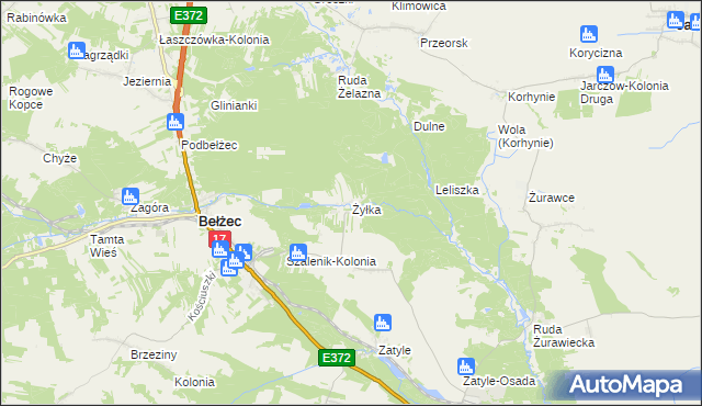 mapa Żyłka, Żyłka na mapie Targeo