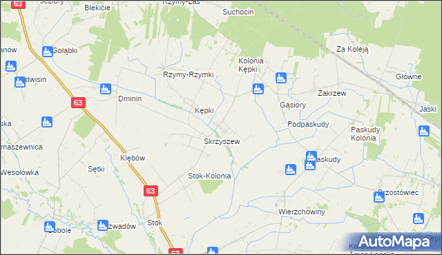 mapa Żyłki, Żyłki na mapie Targeo