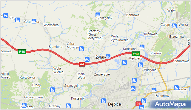 mapa Żyraków, Żyraków na mapie Targeo