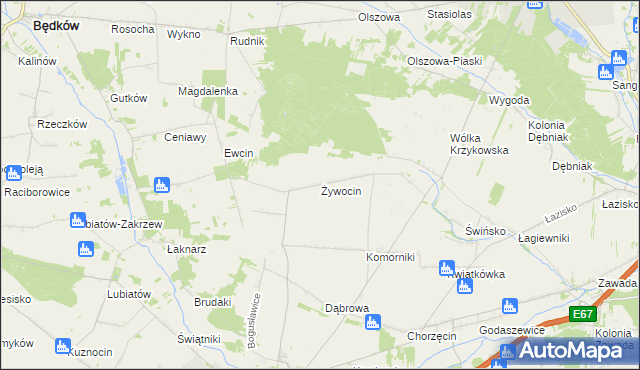 mapa Żywocin, Żywocin na mapie Targeo