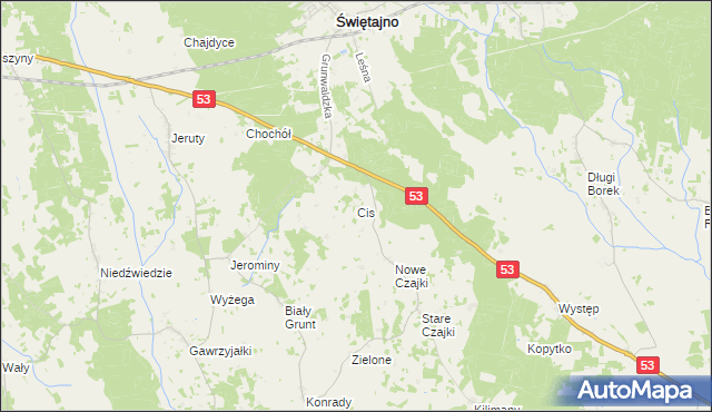 mapa Cis gmina Świętajno, Cis gmina Świętajno na mapie Targeo