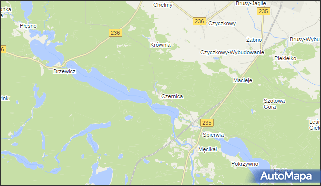 mapa Czernica gmina Brusy, Czernica gmina Brusy na mapie Targeo