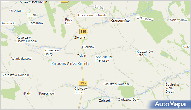 mapa Krzczonów Pierwszy, Krzczonów Pierwszy na mapie Targeo