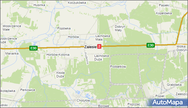 mapa Lachówka Duża, Lachówka Duża na mapie Targeo