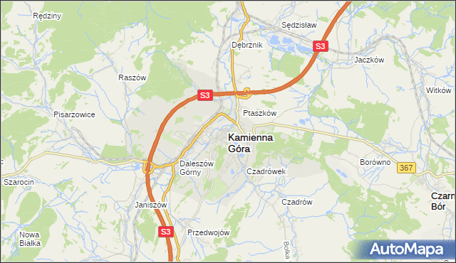 mapa Kamienna Góra, Kamienna Góra na mapie Targeo