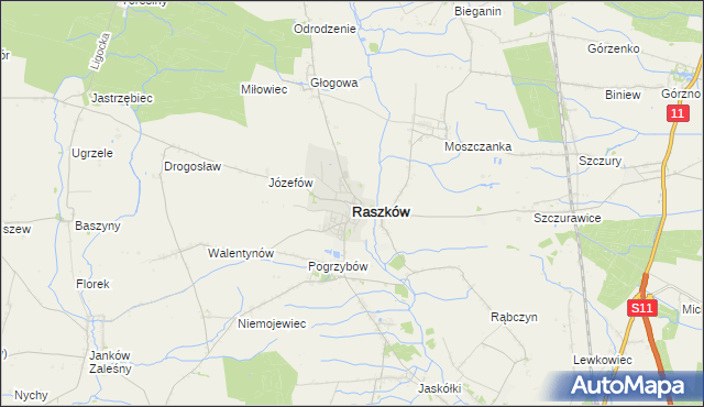 mapa Raszków powiat ostrowski, Raszków powiat ostrowski na mapie Targeo