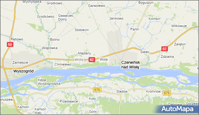 mapa Wola gmina Czerwińsk nad Wisłą, Wola gmina Czerwińsk nad Wisłą na mapie Targeo