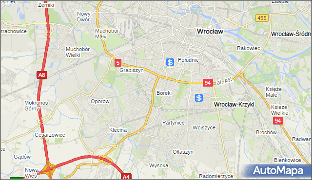 mapa Borek gmina Wrocław, Borek gmina Wrocław na mapie Targeo