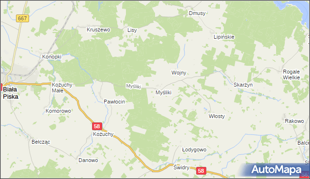 mapa Myśliki, Myśliki na mapie Targeo