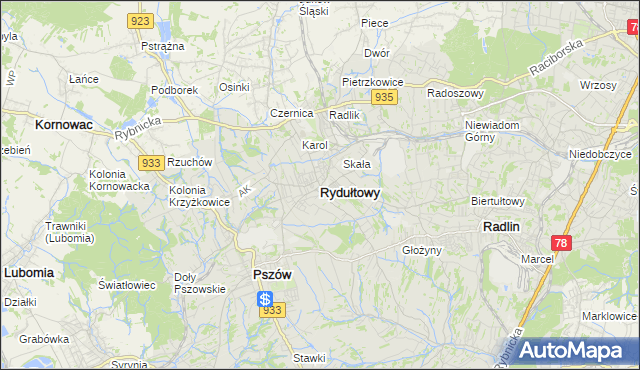 mapa Rydułtowy, Rydułtowy na mapie Targeo