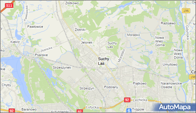 mapa Suchy Las powiat poznański, Suchy Las powiat poznański na mapie Targeo