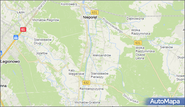 mapa Aleksandrów gmina Nieporęt, Aleksandrów gmina Nieporęt na mapie Targeo