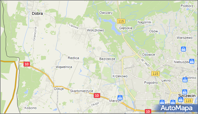 mapa Bezrzecze, Bezrzecze na mapie Targeo