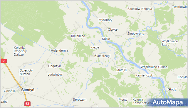 mapa Białobrzegi gmina Sterdyń, Białobrzegi gmina Sterdyń na mapie Targeo
