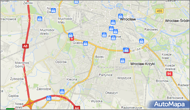 mapa Borek gmina Wrocław, Borek gmina Wrocław na mapie Targeo