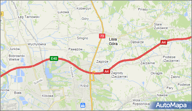 mapa Brzozówka gmina Lisia Góra, Brzozówka gmina Lisia Góra na mapie Targeo