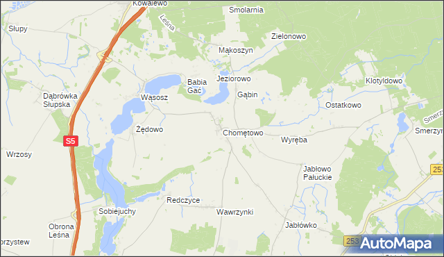 mapa Chomętowo gmina Szubin, Chomętowo gmina Szubin na mapie Targeo