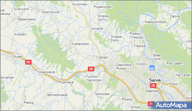 mapa Czerteż, Czerteż na mapie Targeo