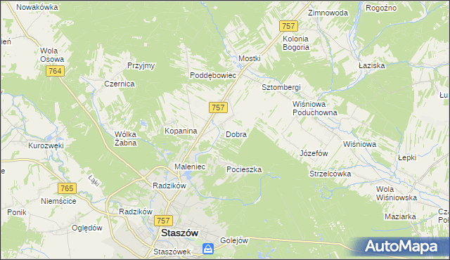 mapa Dobra gmina Staszów, Dobra gmina Staszów na mapie Targeo