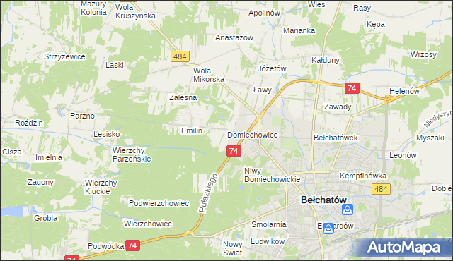 mapa Domiechowice, Domiechowice na mapie Targeo