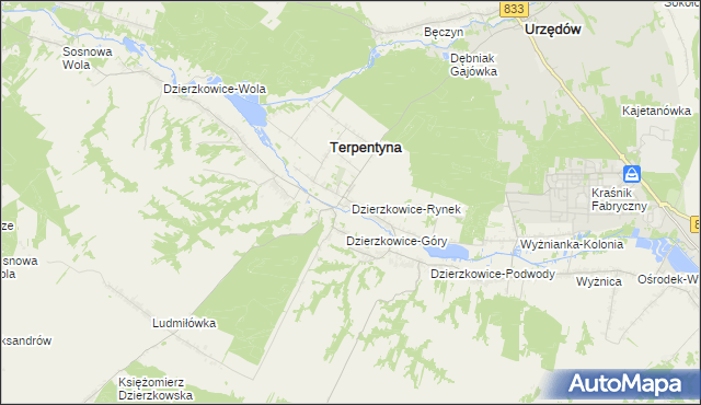 mapa Dzierzkowice-Rynek, Dzierzkowice-Rynek na mapie Targeo