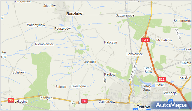mapa Jelitów gmina Raszków, Jelitów gmina Raszków na mapie Targeo
