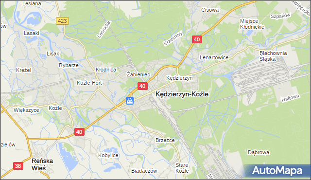 mapa Kędzierzyna-Koźle, Kędzierzyn-Koźle na mapie Targeo