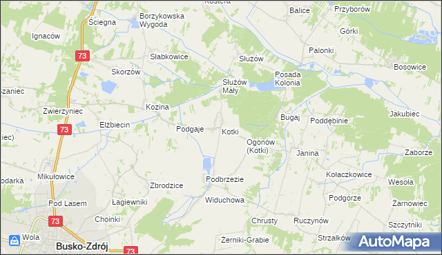 mapa Kotki gmina Busko-Zdrój, Kotki gmina Busko-Zdrój na mapie Targeo