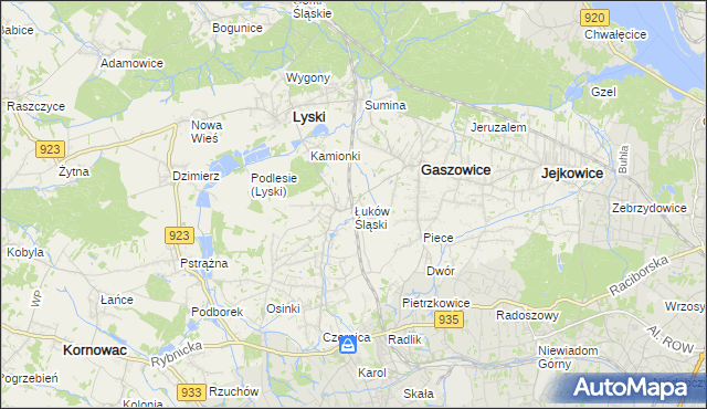 mapa Łuków Śląski, Łuków Śląski na mapie Targeo