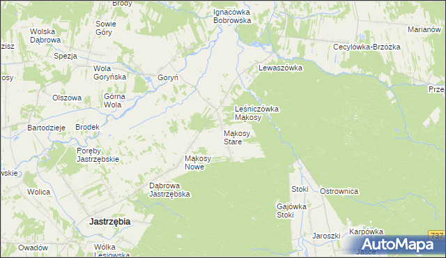 mapa Mąkosy Stare, Mąkosy Stare na mapie Targeo