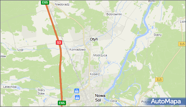 mapa Modrzyca, Modrzyca na mapie Targeo