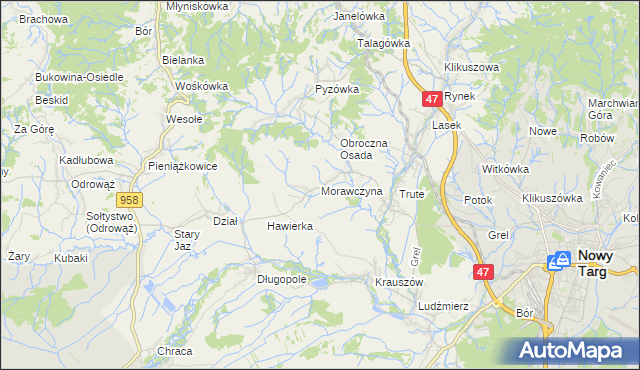 mapa Morawczyna, Morawczyna na mapie Targeo