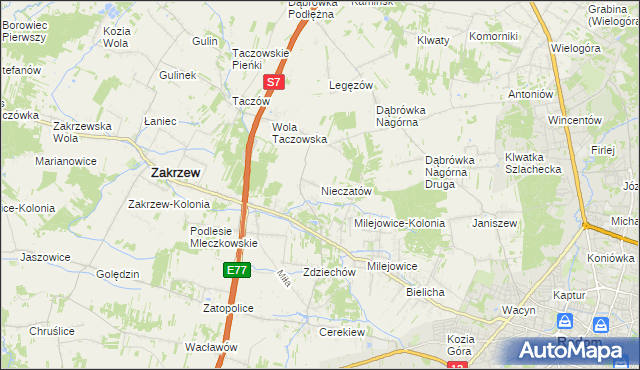mapa Nieczatów, Nieczatów na mapie Targeo