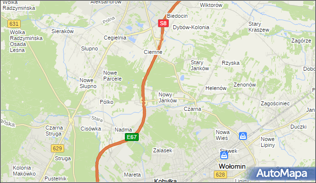 mapa Nowy Janków, Nowy Janków na mapie Targeo