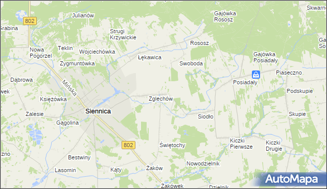 mapa Nowy Zglechów, Nowy Zglechów na mapie Targeo