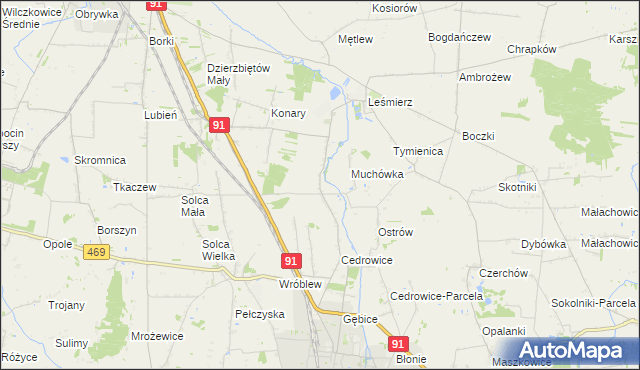 mapa Parzyce gmina Ozorków, Parzyce gmina Ozorków na mapie Targeo