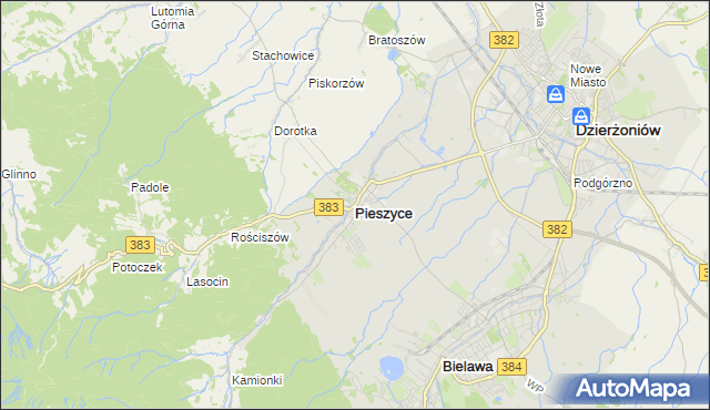 mapa Pieszyce, Pieszyce na mapie Targeo