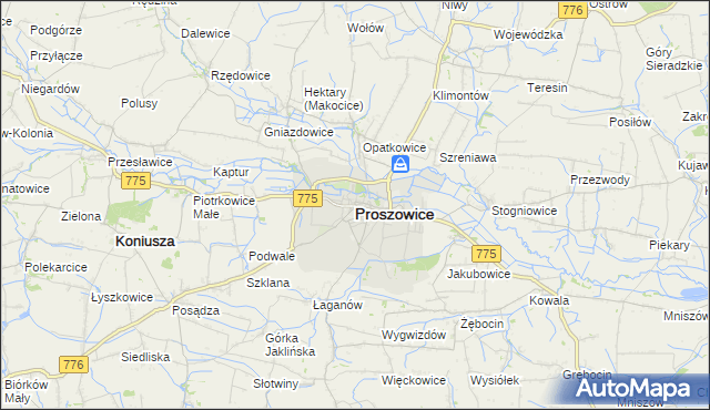 mapa Proszowice, Proszowice na mapie Targeo