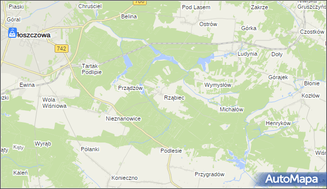 mapa Rząbiec, Rząbiec na mapie Targeo