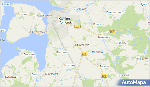 mapa Rzewnówko, Rzewnówko na mapie Targeo